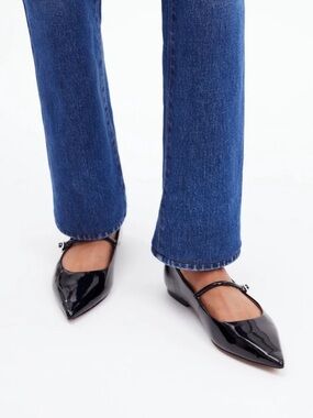 Madewell Boho Elsie Mary Jane Patent Leather Pointed Toe Black Flats Size 7.5